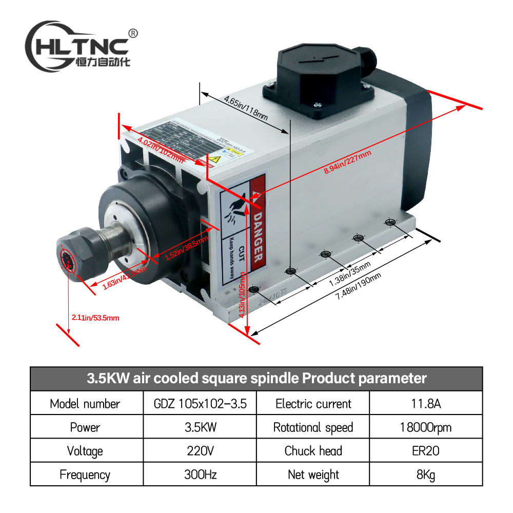 3.5KW ER20 220V 스퀘어 플라이엣지 접합 박 - Cnc Spindle Motor 리뷰 및 가격