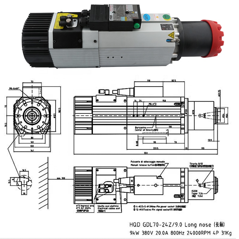 공급업체 HQD 9kw 220v 380v 롱 노즈 AT - Cnc Spindle Motor 리뷰 및 가격